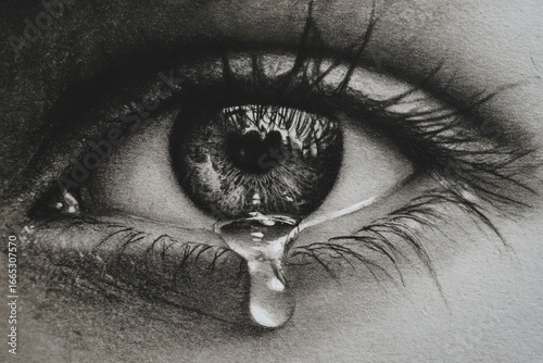 Perfectly Sketched Eye with tears of a Human