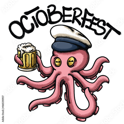 Octopus Enjoying Beer for streetwear illustration
