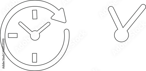 Timekeeping device icon set , Simple black clock on green background for time related concepts, ,Business lunch icon. Knife, fork and plate with clock illustration. Lunch time symbol.