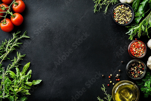 Wallpaper Mural Culinary ingredients arrangement on dark background for cooking concept Torontodigital.ca