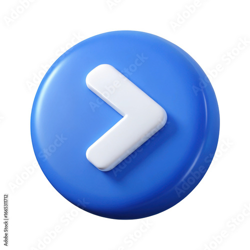 3d blue play button icon isolated on transparent background