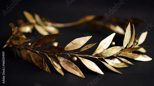 Elegant Golden Olive Laurel Wreath for Design Projects and Crafts