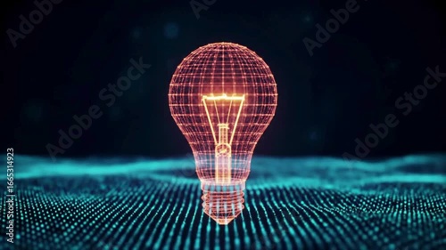 Illuminating Idea: A vibrant digital rendering of a glowing lightbulb, symbolizing innovation and the spark of creative concepts against a dark, futuristic background.