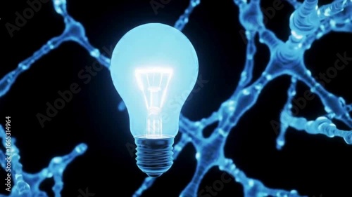 Illumination of Ideas: The electric light bulb shines brightly, encircled by neural pathways in a captivating demonstration of the connection between invention and cognitive prowess. 