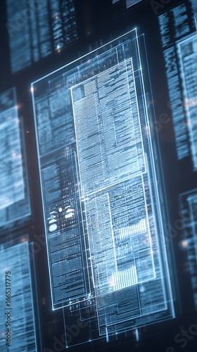 Futuristic digital interface technology background with data stream and coding information