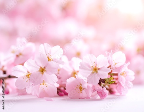 Delicate pink cherry blossoms in soft focus