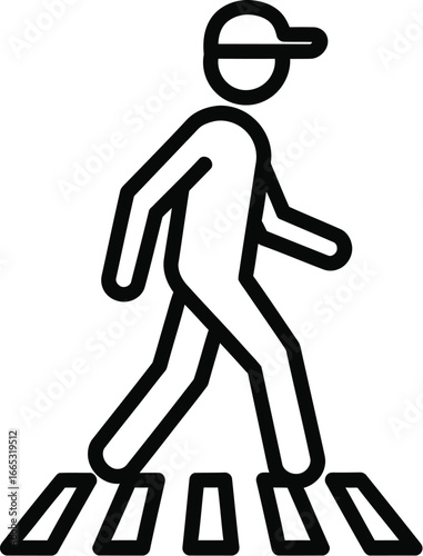 Person walking across a crosswalk, symbolizing safe passage and urban mobility.