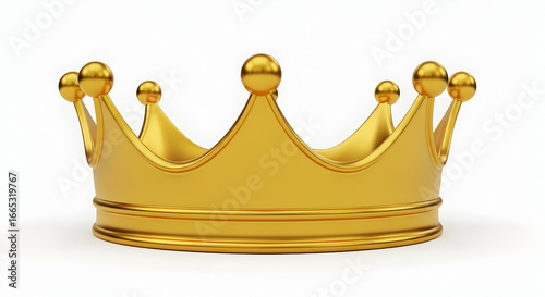 Royal Gold crown isolated on white background. Gold crown 3d icon. 3d rendering