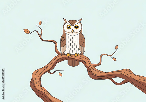 Cartoon owl perched on a branch