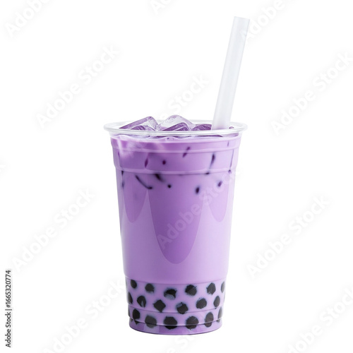 Fotografie Taro bubble tea with tapioca pearls