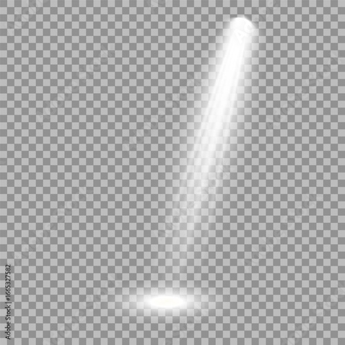 Spotlight on dark wall, realistic soft concert light on abstract stage png. White projector scene with rays, vector illustration Vector illustration Scene illumination collection, transparent effects.