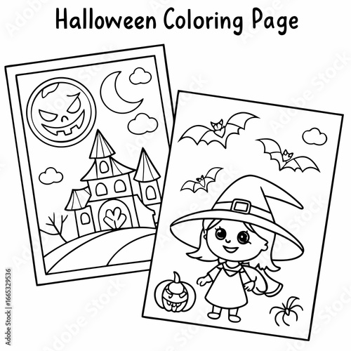 Halloween Doodles.coloring page black and white
