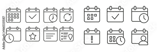 Calendar icons representing various activities and reminders suitable for planners and organizers in different formats