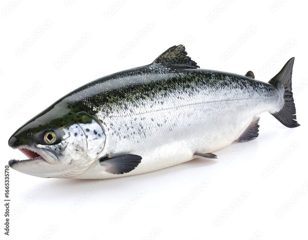 Obraz premium Fresh salmon on white background