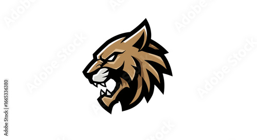 Fierce lion head mascot logo on black background
