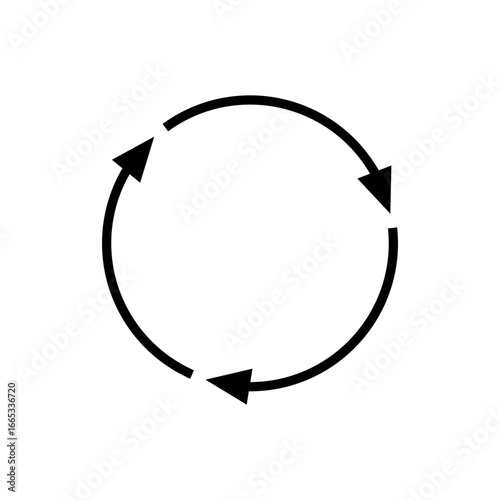 Curved semicircular arrows rotate. Arrows following each other in a circle. Vector illustration.