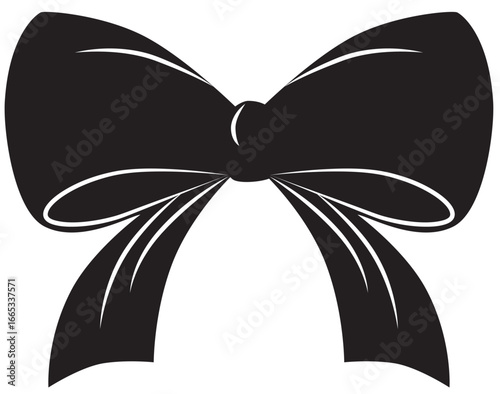 Hand drawn girly coquette bow ribbon. Vector stock illustration isolated for design template birthday, wedding, Christmas card, invitation, sale banner