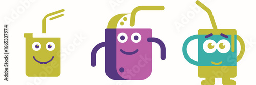 Whimsical juice box friends are ready to quench your thirst, adorable cartoon beverages characters that bring smiles and joy to any product or project