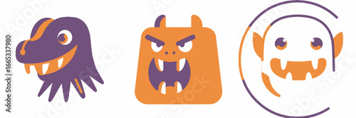 Adorable monster characters ready to star in your next Halloween design or spooky storytelling project, perfect for playful scares and friendly frights