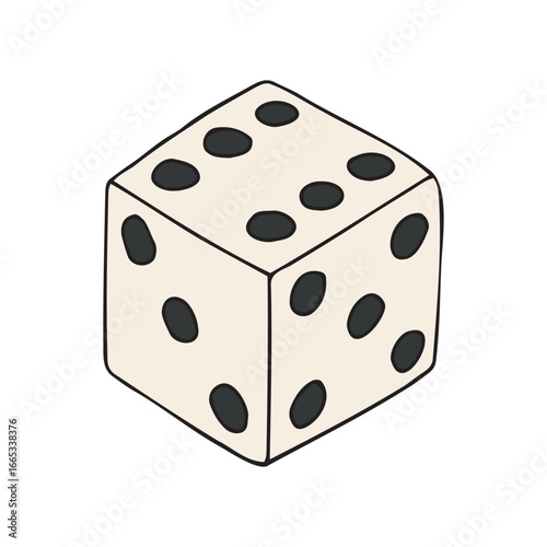 Vector hand drawn sketch doodle colored dice isolated on white background