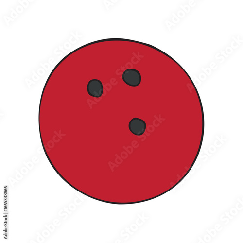 Vector hand drawn sketch doodle colored bowling ball isolated on white background