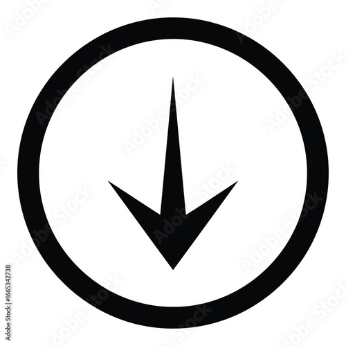 Circular arrow down symbol a clean and modern icon for directional navigation and downward movement silhouette