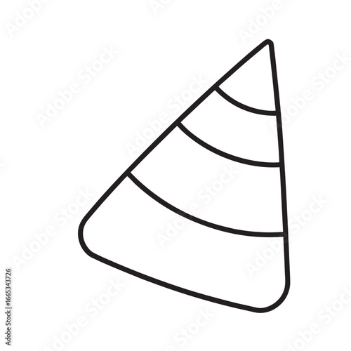 A simple outline drawing of a candy corn a popular Halloween treat with three distinct color segments perfect for seasonal crafts and decorations