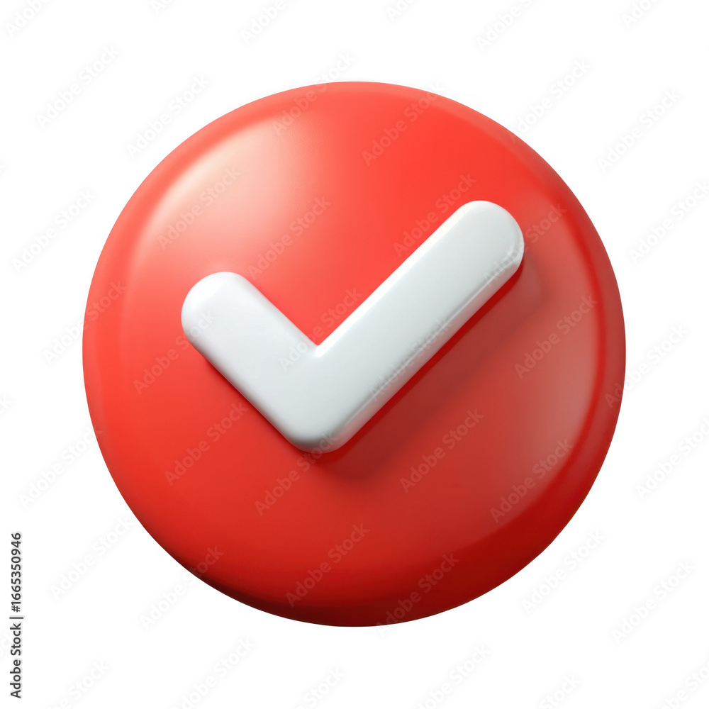 3d red check mark icon isolated on transparent background 3d red check mark icon isolated on transparent background