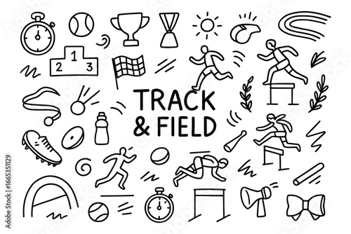 Track and field elements doodle style