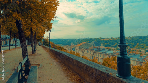 Obraz na plátně Ramparts of Angoulême with landscape in autumn impression