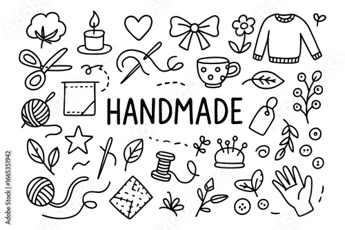 Handmade craft doodles collection for diy projects