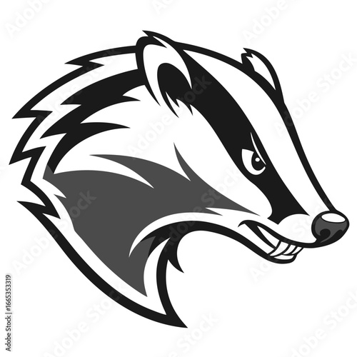 Badger Mascot Logo Vector, Striped Forest Esports Head Transparent