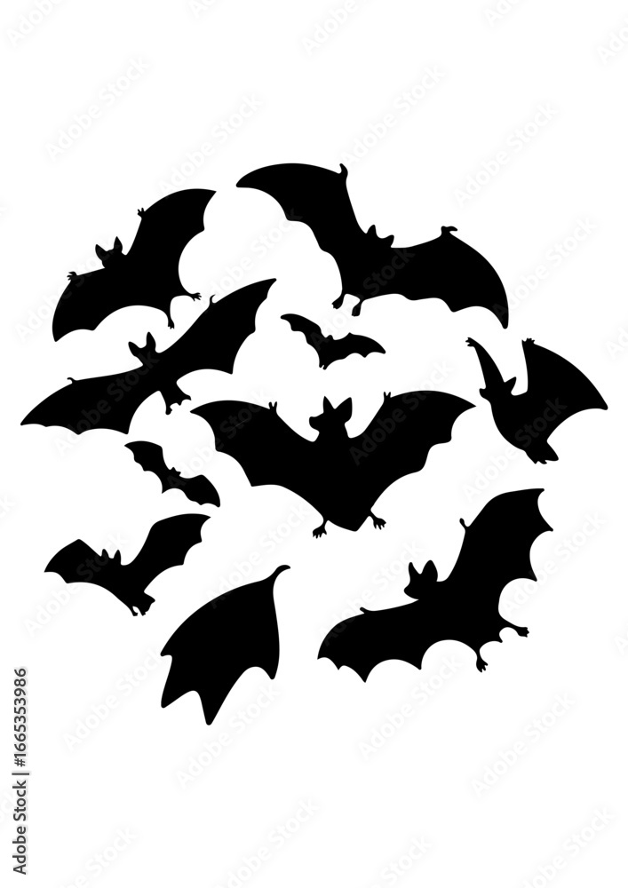 Fototapeta premium Flying Bats Silhouette Collection