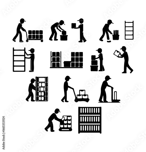 Warehouse and Inventory Worker Icons