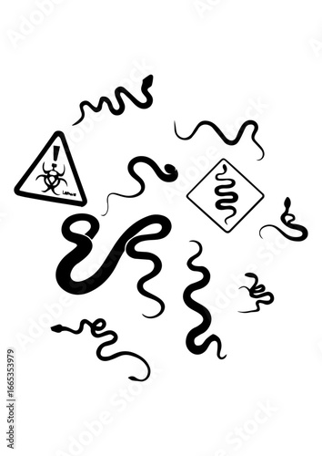 Dangerous Worms and Toxic Warning Icons
