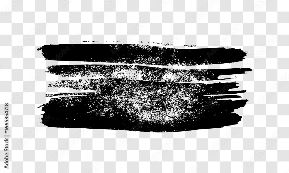 Fototapeta premium Black brush stroke on transparent background