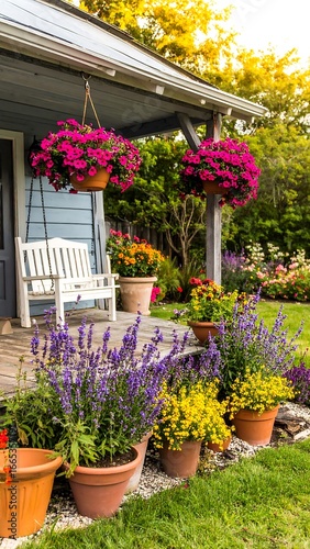 Colorful porch garden