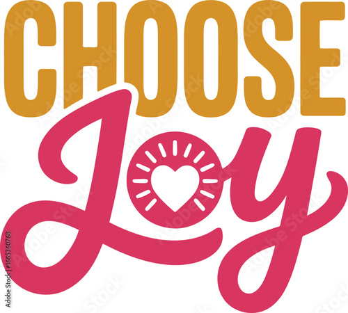 Joyful Typography Design with Heart and Rays on Transparent Background for Happiness
