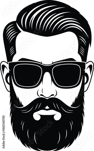 Stylish bearded man with sunglasses and slicked back hair
