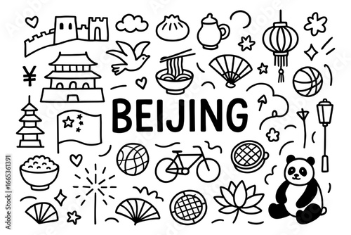 Beijing icons: charming doodles celebrating chinese culture and heritage