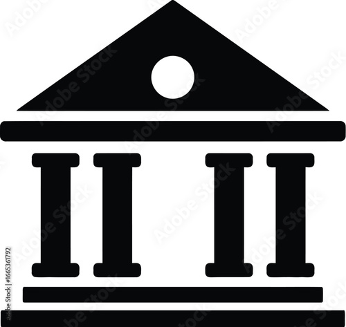 A simple black and white illustration of a building with columns Eps 10
