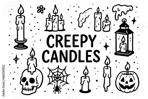 Spooky candle designs with skulls and pumpkins for halloween