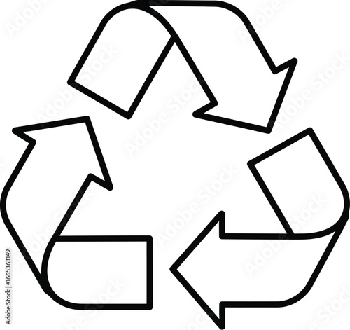 A simple black line drawing of a recycling symbol on a white background Eps 10