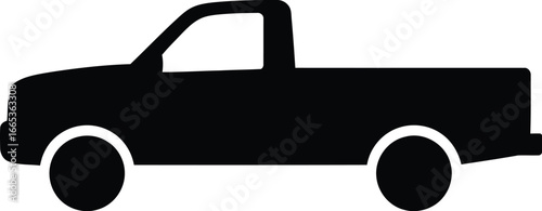 A black silhouette of a pickup truck on a white background Eps 10