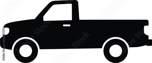 A black silhouette of a pickup truck on a white background Eps 10