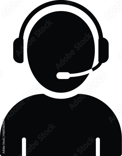 Customer service representative wearing a headset icon Eps 10