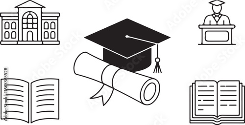 Graduation symbols academic achievement education graduation cap