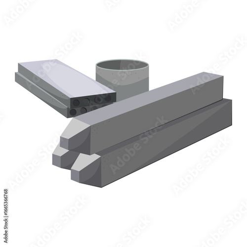 Construction Materials Concrete Beams and Pipe Illustration