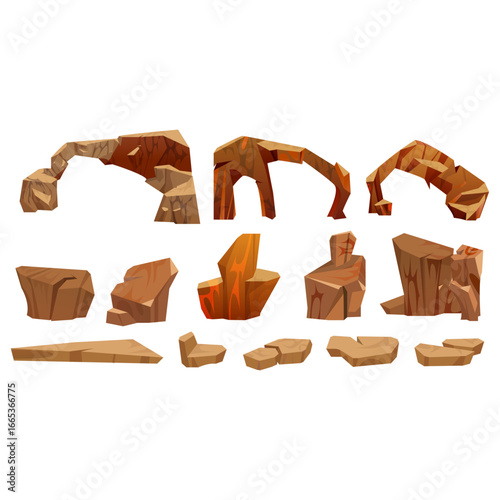 Various Arches and Rocks Vector Graphic for Environment Creation