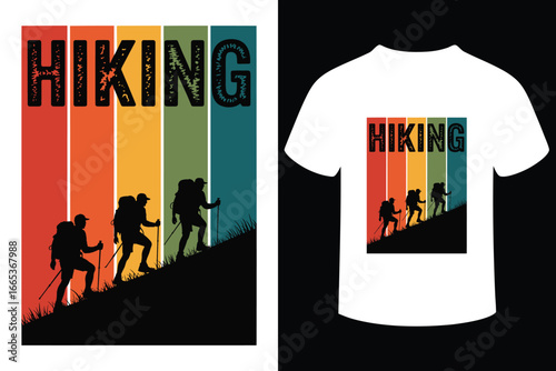 Vintage retro hiking mountain silhouette design for t shirts and posters